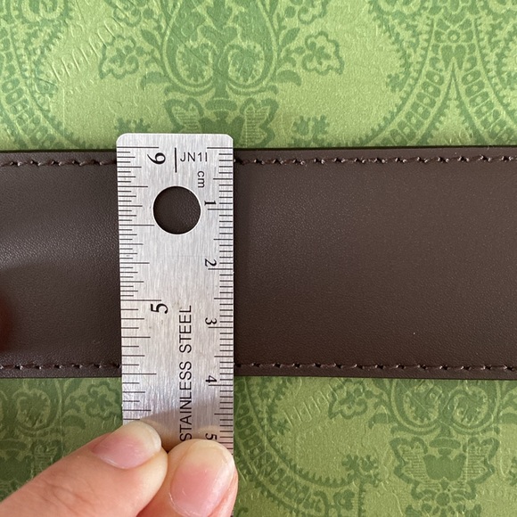 Gucci Brown Logo Pattern Belt Double G Metal Buckle - Picture 6 of 7